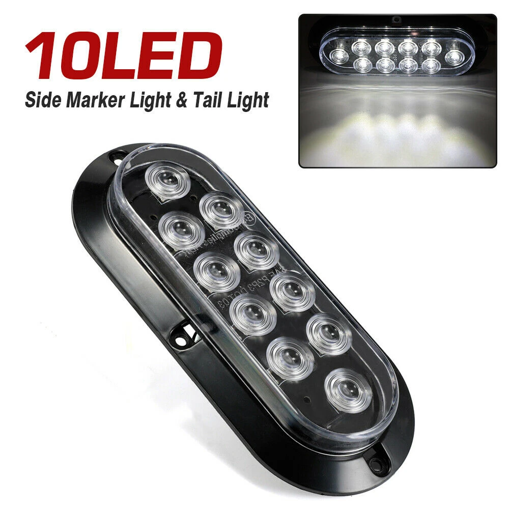 10 LED 6'' Oval Surface Mount Brake Stop Side Maker Stop Turn Signal Tail Light Trailer Truck Lamp 12V - Цвет: White