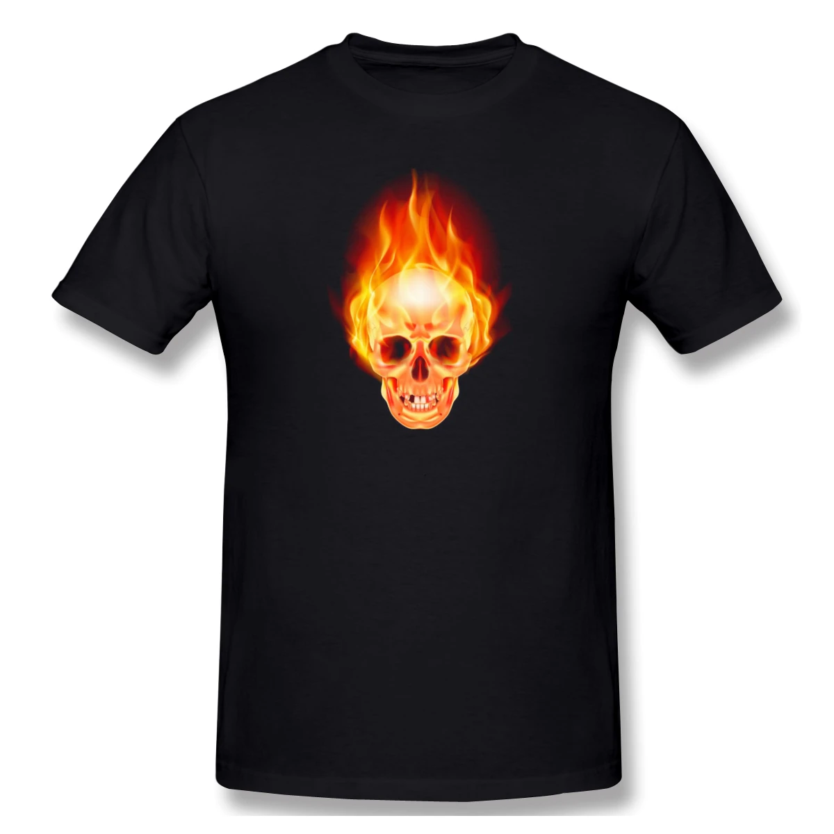 

Skull Flame print casual mens o-neck Harajuku t shirts and fashion Men's Basic Short Sleeve T-Shirt