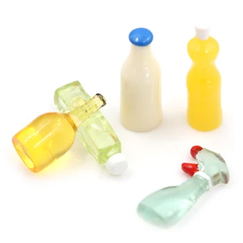 1:12 Scale Toy 5 Pieces Plastic Kitchen Bottles Height 3cm Dollhouse Miniature for Doll Accessories Hot Sale 1