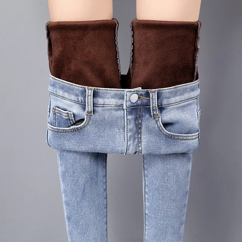 Hiawatha Вельветовая с завышенной талией джинсы женские 2019 новые толстые зимние теплые штаны-карандаши модные корейские брюки JST9905
