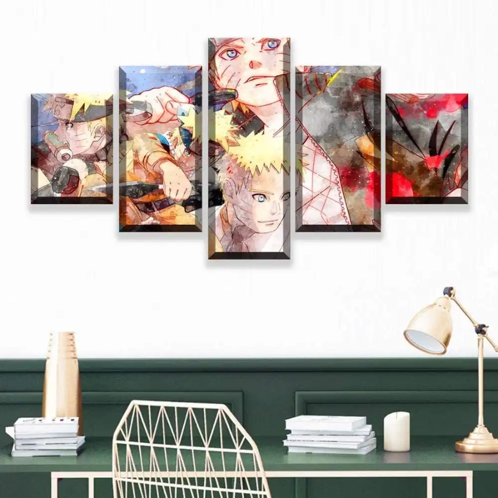 5枚の壁アートキャンバスアニメマンガプリント忍者フィギュアモジュラー写真ポスターホームリビングルーム ベッドルームの装飾絵画 絵画 書道 Aliexpress