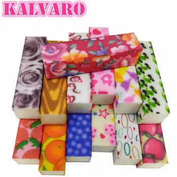 

10Pc Fashion Printed Sponge Nail File Buffer Block Manicure Polish Sanding Nail Buffer Buffing Multi-colored Nail Art Tools