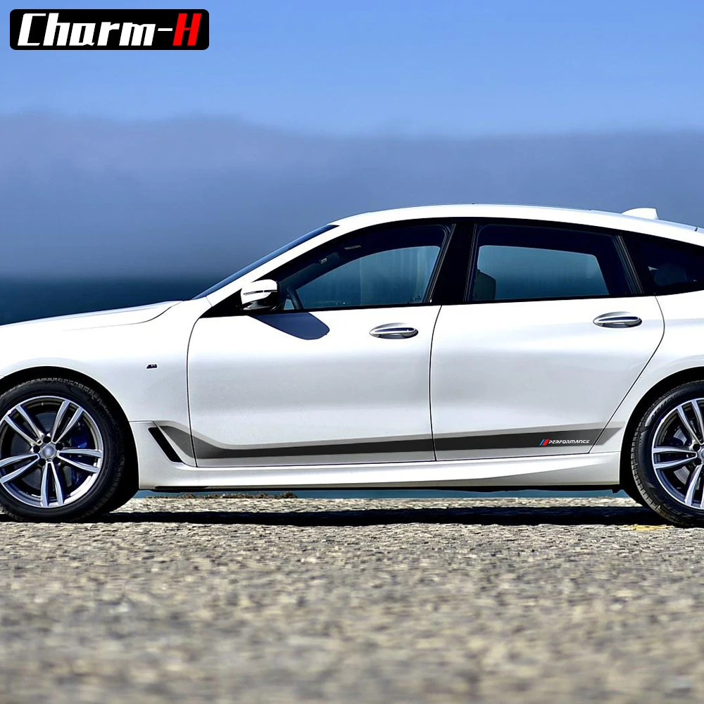 2pcs Black-Grey Car Body Door Side Stripes Skirt Vinyl Decal Stickers for BMW 6 Series GT 6gt G32 Gran Turismo Accessories