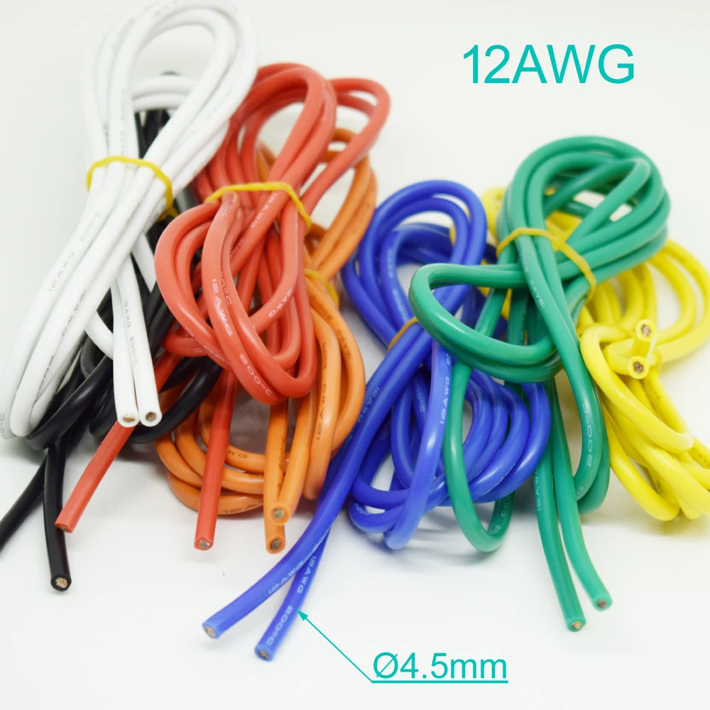 

10M/33ft 12AWG Flexible Soft Silicone Wire Tin Brass RC Electronic Cable 7 Colors