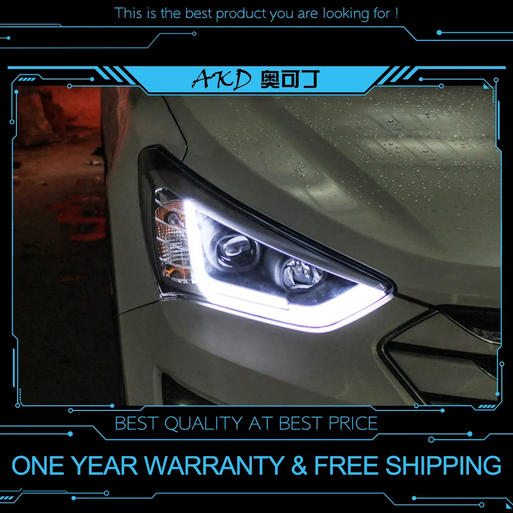 AKD tuning cars Headlight For Hyundai ix45 Santa fe Santafe 2013 Headlights LED DRL Running lights Bi-Xenon Beam Fog angel eyes |