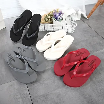 

New Women's Sandals Fashion Outdoor Mid-Heels Platform Sandals Wild Solid Color Beach Flip Flops Sandalias De Verano Para Mujer