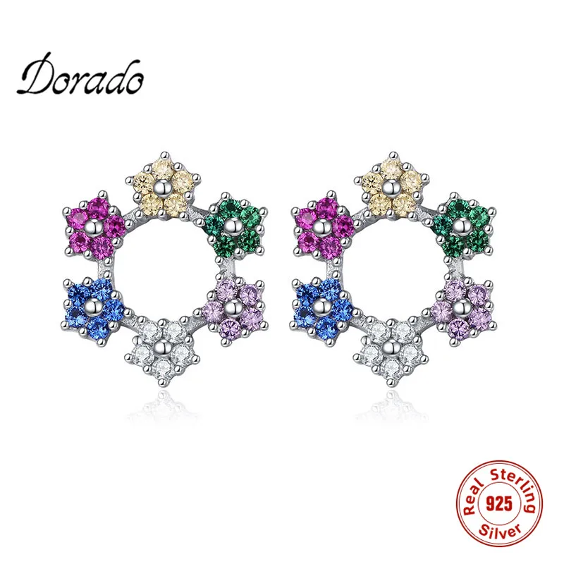 Dorado 2020 новые 925 пробы серебряные цветные милые серьги-гвоздики со снежинками для