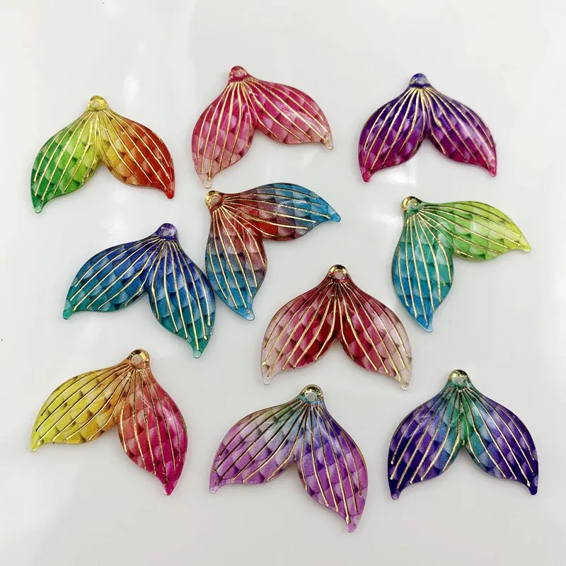 

DIY colour rainbow 30PCS 24*30mm Acryl Mermaid Tail Charms Pendants Handmade Decoration Findings Jewelry Making Accessories