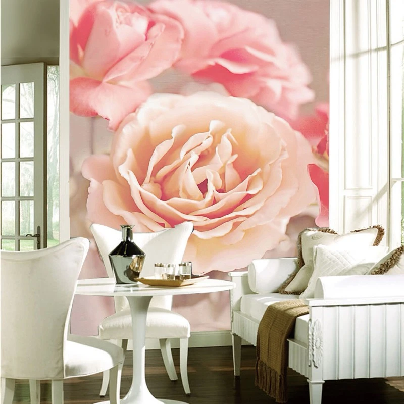 Dropship Photo Wallpaper Beautiful Romantic Pink Rose Flower Mural Custom  Hotel Living Room Entrance Background Wallpaper|Wallpapers| - AliExpress