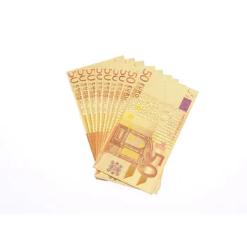 

10pcs Gold Banknote Plated Euro 50 Gold Foil Banknote Currency Money Worth Collection Commemorative Banknote Gift