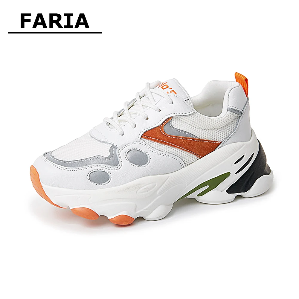 white chunky platform trainers