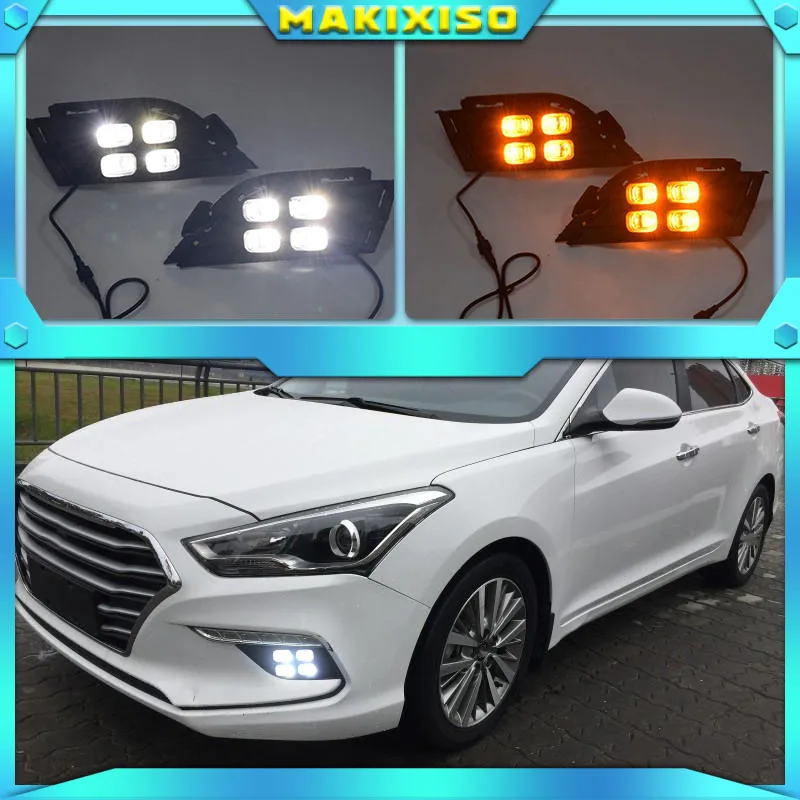 

1 пара для Hyundai MISTRA 2017 2018 2019 светодиодсветодиодный дневные ходовые огни лампа для поворотного сигнала DRL дневсветильник передний бампер противотуманные фары