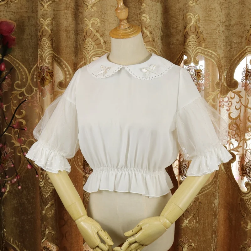 gothic-lolita-chiffon-mesh-shirts-for-teen-girl-vintage-ruffle-peter-pan-collar-cosplay-crop-top-women-princess-white-blouses