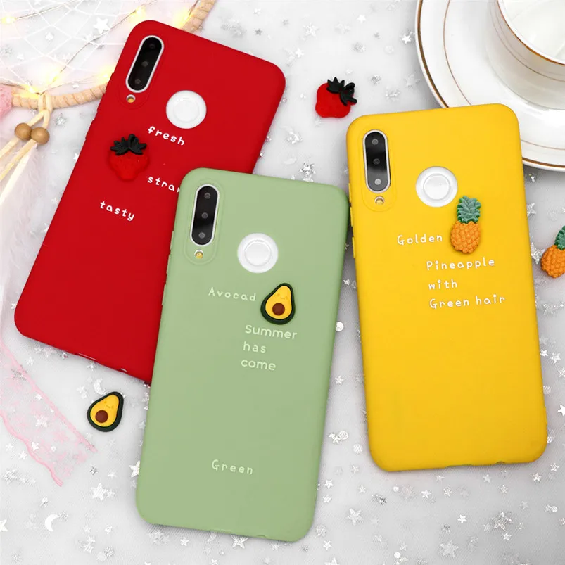 

3D Fruit Cute Avocado Case For Huawei P30 P8 P9 P10 Mate 30 10 20 Lite Pro 2017 Nova 3 3i P Smart P20 Lite 2019 Soft TPU Cover