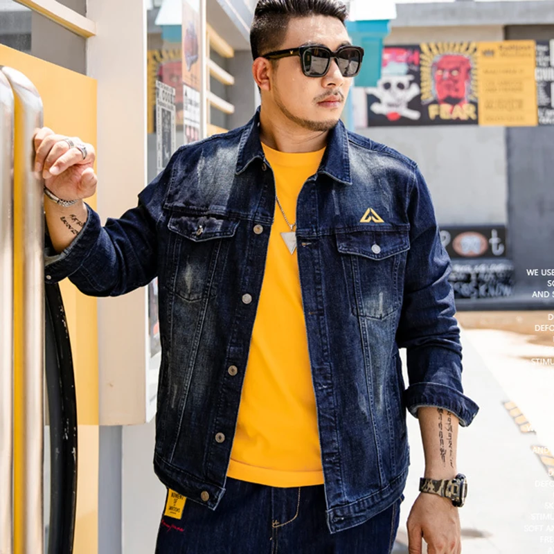 Men Jacket Denim Jacket Men enim Jacket Spring Fashion Men Fashion Ripped Denim Jacket Oversized 6XL 7XL Men Denim
