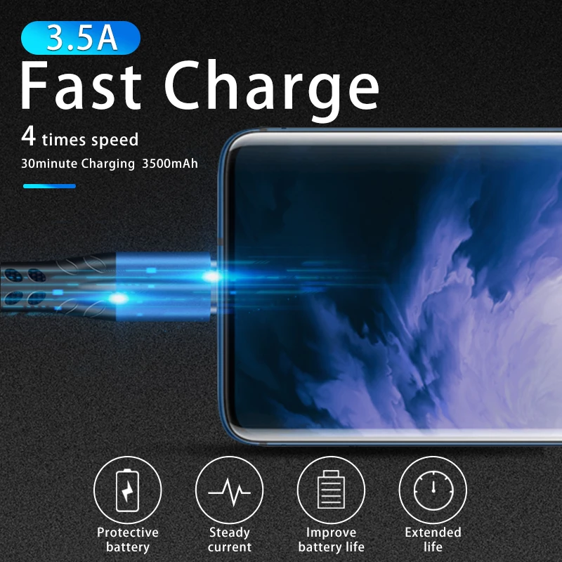 3.5A кабель для быстрой зарядки для type-C Micro USB кабель для iPhone для iOS Android Быстрая зарядка передачи данных кабель type-C устройства