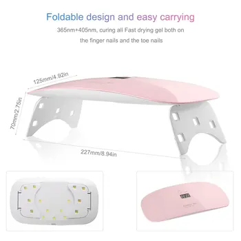 

Foldable 24W LCD Display UV LED Nail Lamp Nail Gel Polish Dryer LED UV Gel Curing Machine 30s/60s Timer Setting Art Tool
