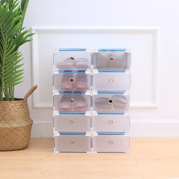 

10 Pcs Dustproof Shoes Case Thicken Shoes Box Drawer Style Shoe Storage Holder Stackable Box (White, 34x22x13cm)