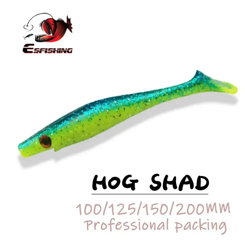 ESFISHING New Hog Shad 100mm 125mm 150mm 200m Fishing Lures Sea Fishing Soft Lure 20cm Paddle Tail Silicon Bait Jig Pesca ► Photo 1/6