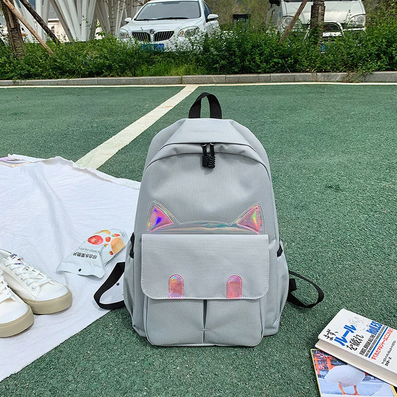 Детский рюкзак для девочек и мальчиков; детские школьные рюкзаки для подростков; милый рюкзак с кошачьими ушками; школьный рюкзак; Cartable Enfant - Цвет: 6534-Gray