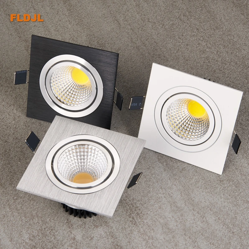 downlight led Square Dimmable Recessed LED Downlights7W 9W12W15W18W COB LED Ceiling Spot Lights AC110-220V Warm Cold White LED Indoor Lighting downlights