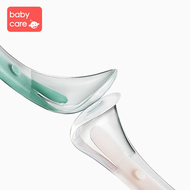 Babycare 2 шт. Набор детских ложек для новорожденных силиконовая Мягкая ложка для детей обучающая вода пищевые добавки ложка