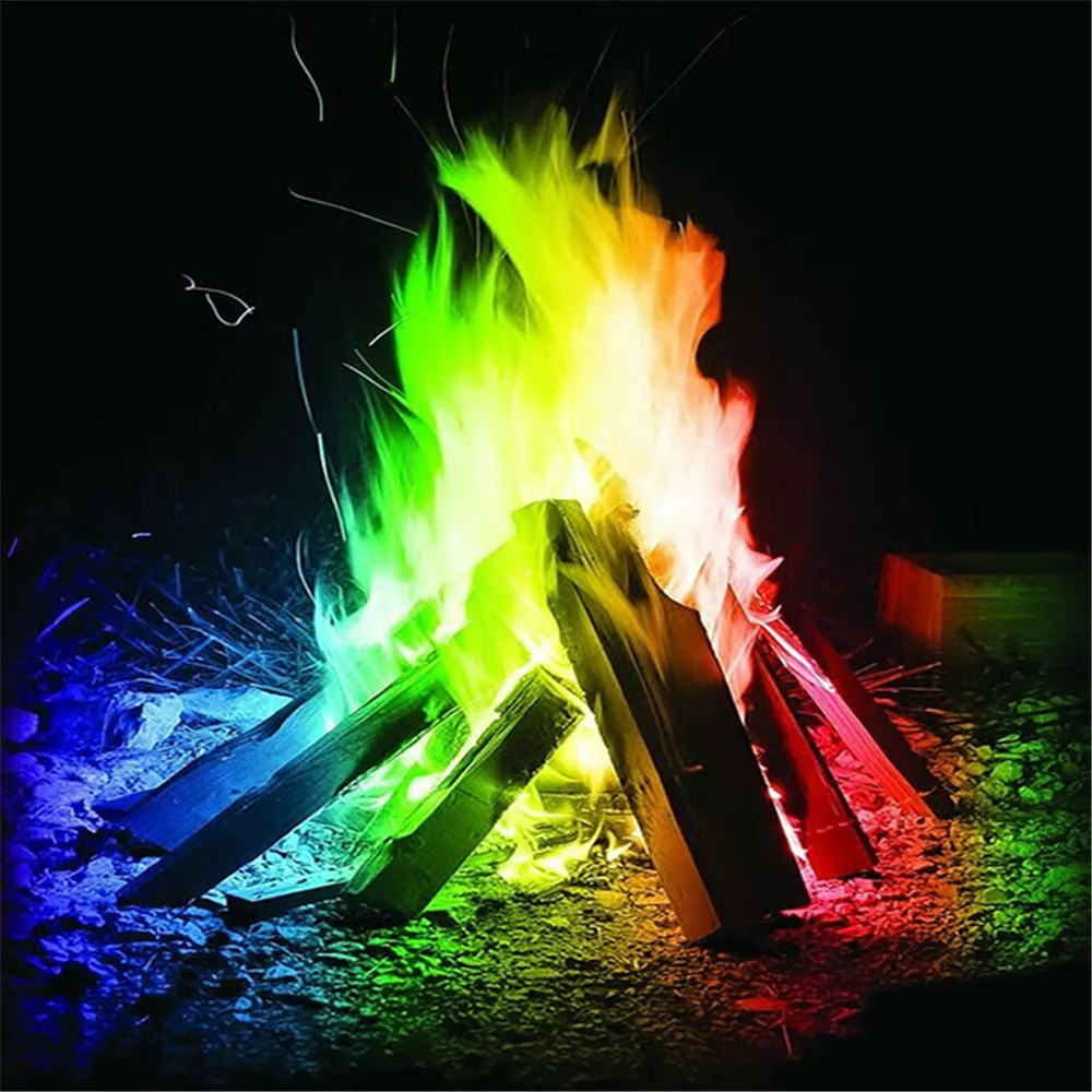 Mystical Fire Flames colorful magician pyrotechnics tricks glowing props bonfire sachets fireplace pit patio toy party supplies birthday party decorations children toys