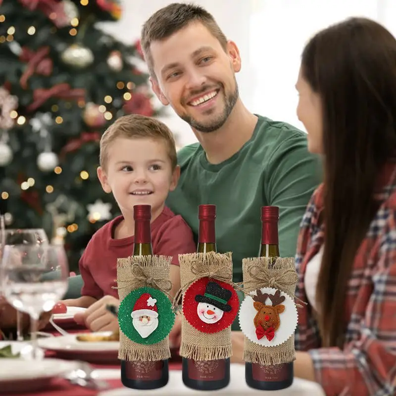 

Christmas Wine Bottle Cover Ornament Bottle Decorations Holiday Dining Table Decor Party Supplies