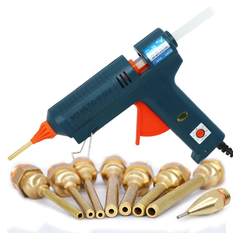 Pistola de pegamento de fusión en caliente 150W largos de cobre boquilla ajustable temperatura 11mm pegamento profesional industrial hogar pistola de pegamento