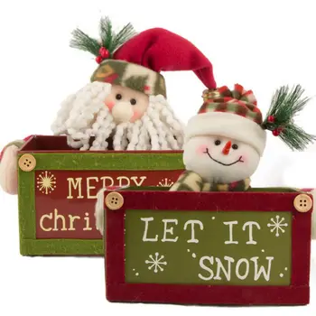 

Cute Christmas Gift Candy Box Santa Snowman Fabric Storage Boxes Christmas Table Decoration Party Gift