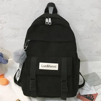 

Kawaii Ladies Cute Buckle Corduroy Backpack Women Large Capacity School Bag Teenage Girl Backpack Female Bag