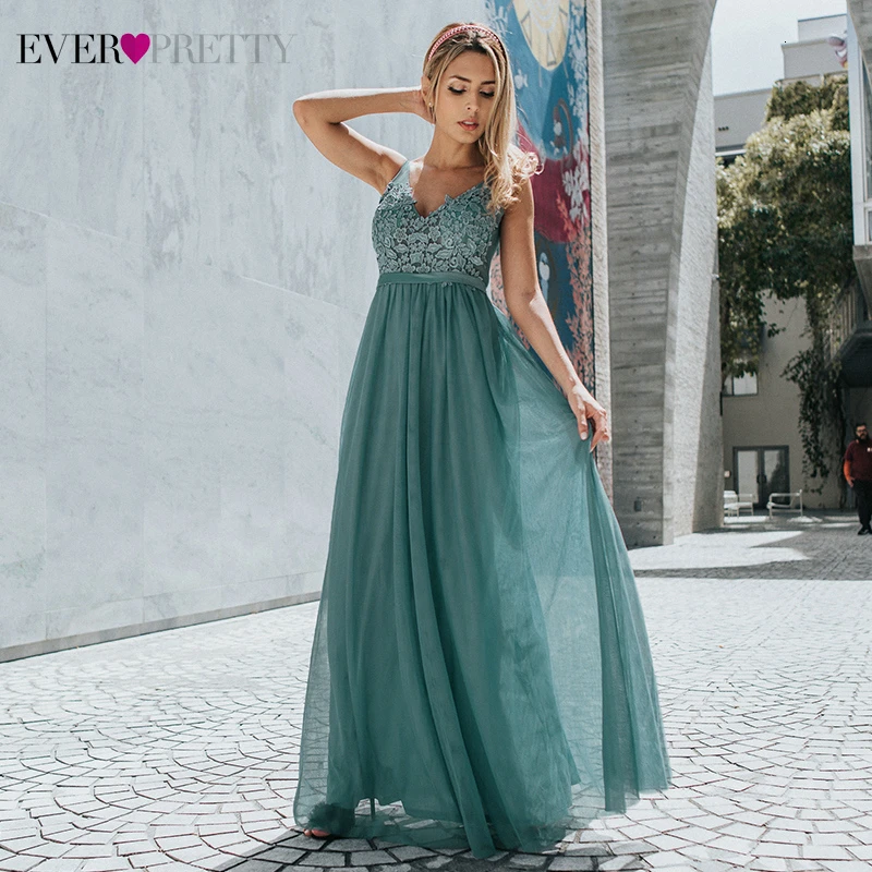 Элегантные вечерние платья с цветочной аппликацией Ever Pretty а силуэта двойным v