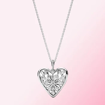 

2019 100% 925 Sterling Silver Classic Ice Crystal Heart Collier Necklace Women Charm Fashion Personality Jewelry Free shipping