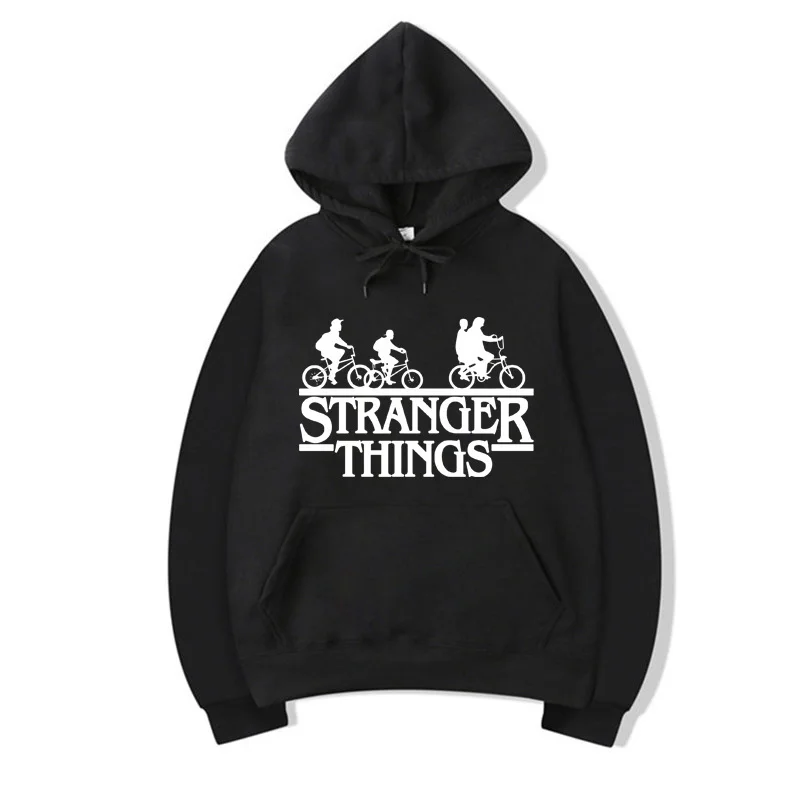 Новинка мужская толстовка с капюшоном модная двухсторонняя надписью STRANGER THINGS