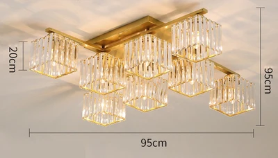 Golden 8 light Американский Хрустальный потолочный светильник, простой роскошный светодиодный потолочный светильник для гостиной, спальни, столовой, светильник, Современная креативная лампа - Цвет корпуса: Golden 8 light