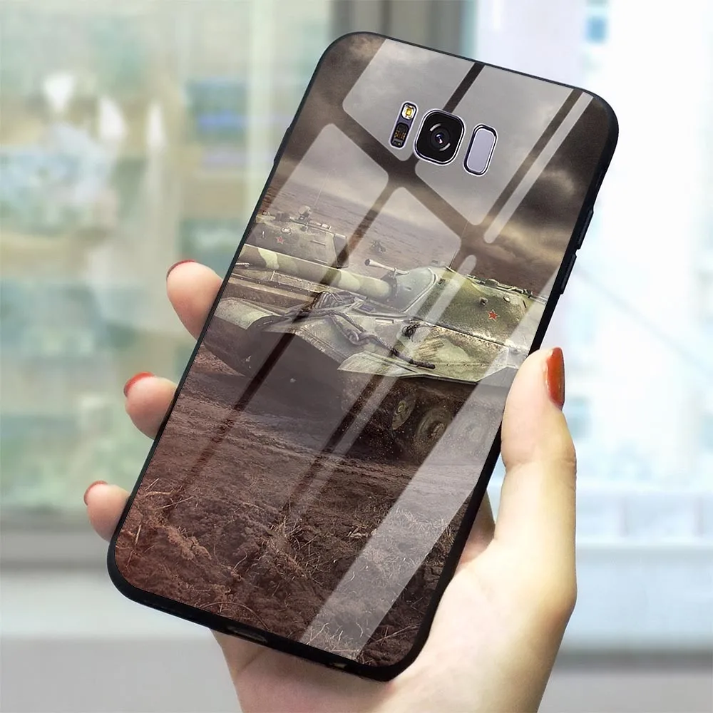 Чехол из закаленного стекла для телефона Galaxy S10 World of Tanks Note 8 9 S7 Edge S8/S9 Plus
