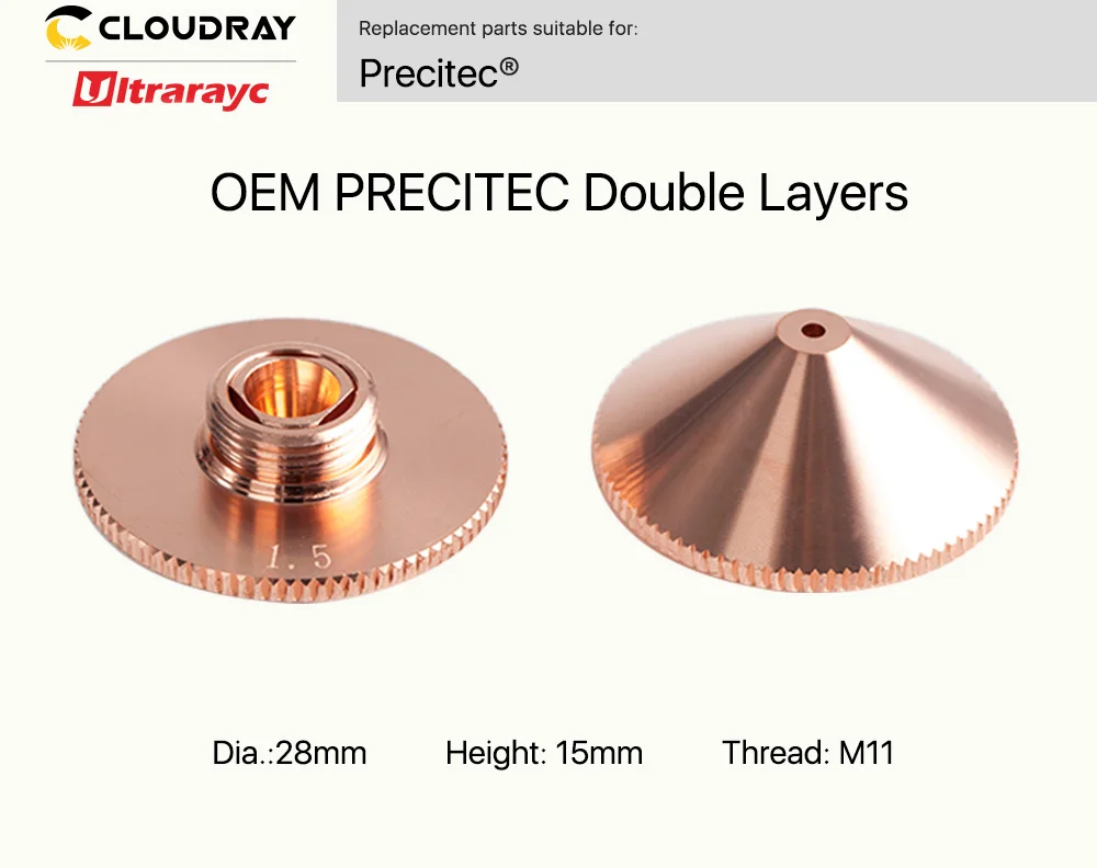 Ultrarayc Precitec WSX режущая головка Лазерная насадка один двойной хромированный слой D28 Калибр 0,8-6,0 мм