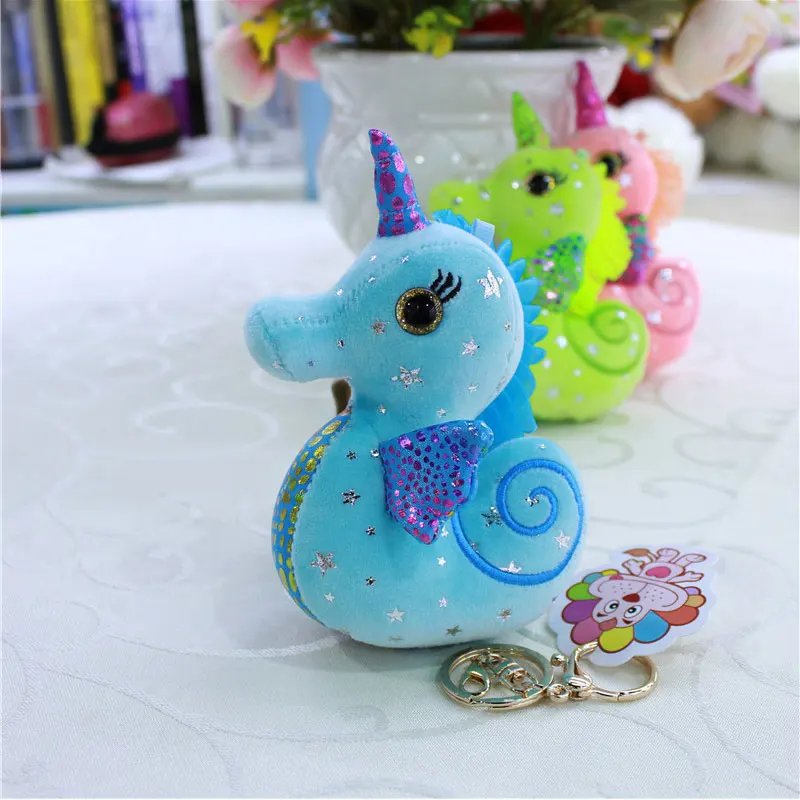 Wholesale 10cm kawaii unicorn plush doll toy lovely pink unicorn hippocampus plush Keychain marine animal plush 1 Wholesale 10cm kawaii unicorn plush doll toy lovely pink unicorn hippocampus plush Keychain marine animal plush 3
