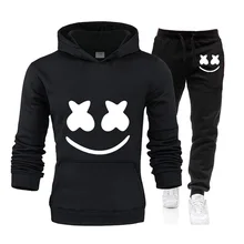 Men Smiley Hoodie Suit Funny XX Design Pattern Women Tracksuit Autumn Long Sleeve Hoody Set Smiley Men OversizeTrousers Set