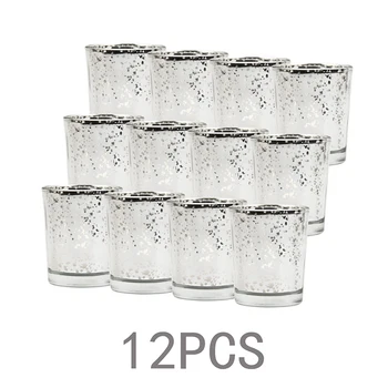 

12pcs Golden Plating Star Glass Votive Candle Box Tealight Candle Cups for Weddings Restaurant Parties Household Ornament
