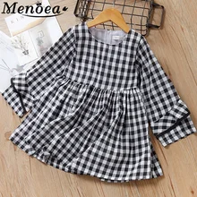 Menoea для девушек в студенческом стиле платье осень Брендовое детское платье в клетку с принтом Повседневные платья одежда в полоску для детей; Костюмы платье