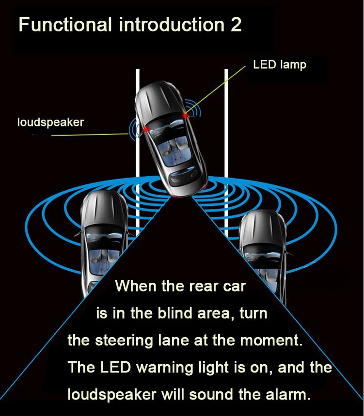 Универсальный BSM автомобиля Зеркало для слепой зоны контроля Системы микроволновая печь 2 сенсор радар 2 светодиодный индикатор 1 сигнализации обнаружения Lane изменение посоветовать