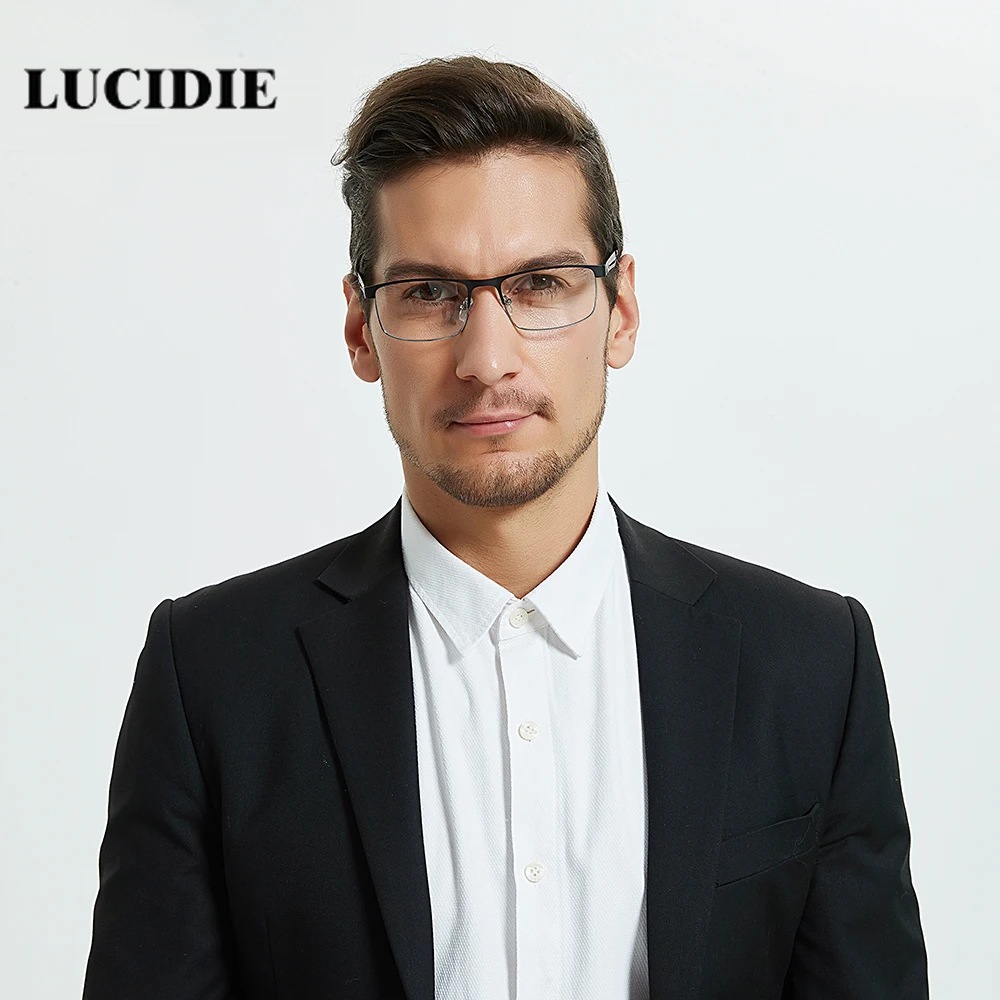 Lucidie, модные классические черные квадратные очки, мужские, ультралегкие, с полой оправой, очки