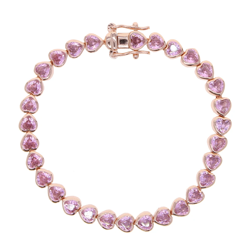 2025 New Iced Out AAA Cubic Zirconia Heart Tennis Chain
