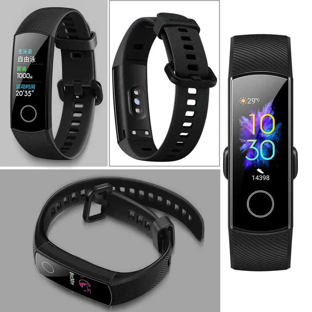 Смарт-браслет Honor Band 5 4, оксиметр AMOLED, сенсорный цветной экран, для плавания, для обнаружения осанки, водонепроницаемый смарт-браслет Honor