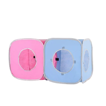 

Foldable Cat Tent Toy Stitching Cat Square Tunnel Toy Kitty Pop-Up Pet Cube Collapsible Cat Bed Pet Kitten Training Fun Toy