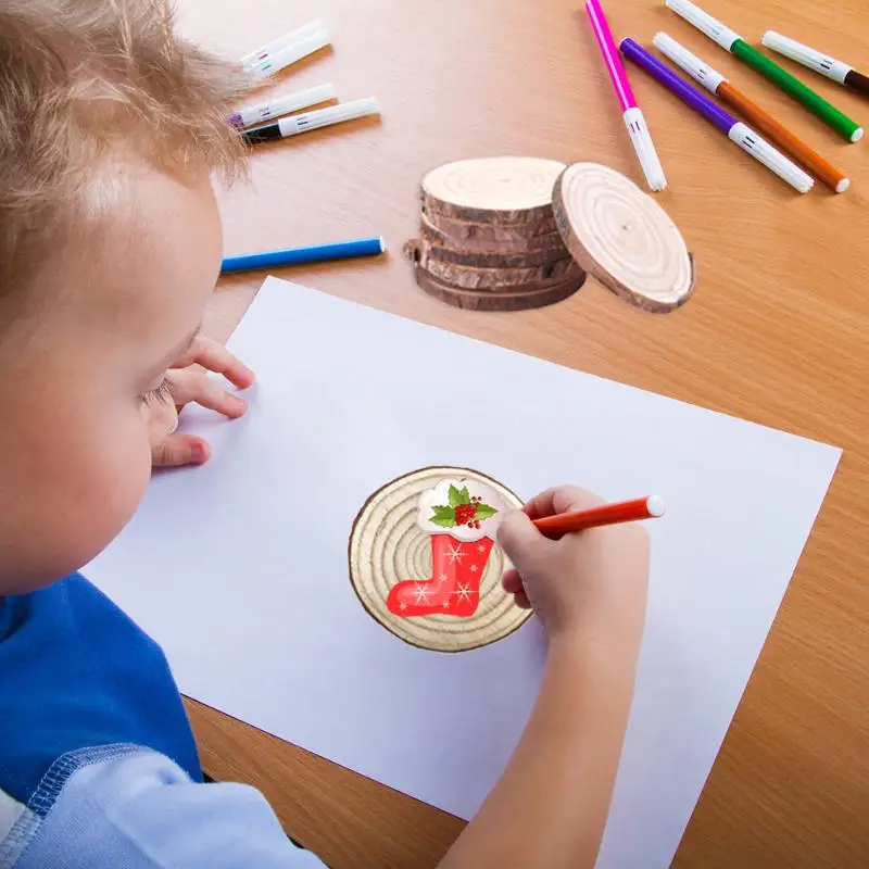 

30Pcs DIY Wood Chip Slices Hole Hemp Rope Xmas Halloween Pendant for Delicate Hot Selling Household Home Wall Decoration