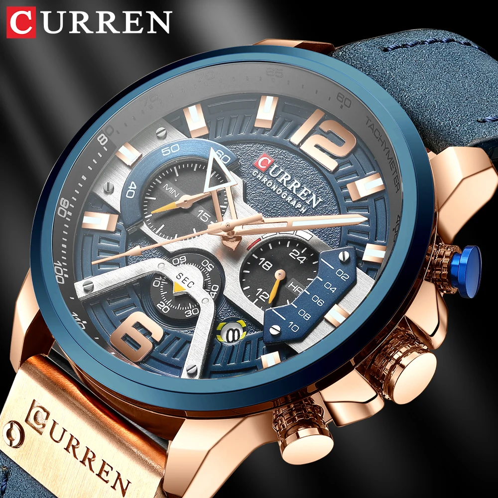 Wristwatch Mens Clock Chronograph Male Top-Brand Luxury CURREN Date with 