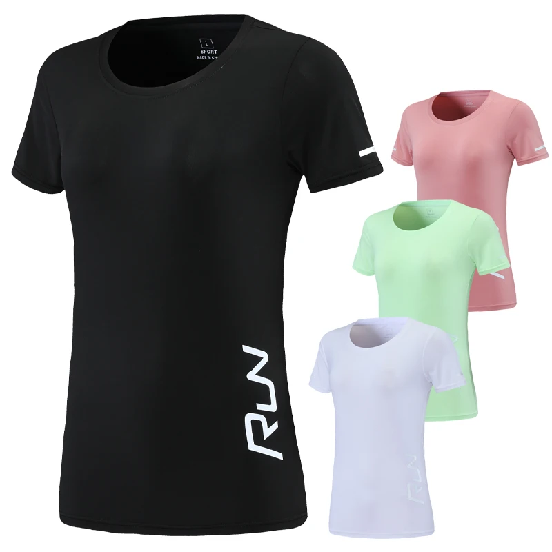 Women Running T Shirts Short Sleeves Quick Dry Outdoor Sport Tshirt Gym