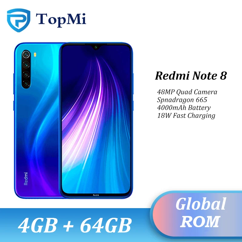 

In stock!Global ROM Xiaomi Redmi Note 8 4GB RAM 64GB ROM Smartphone 48MP Quad Camera Snapdragon 665 6.3" FHD+ Cellphone